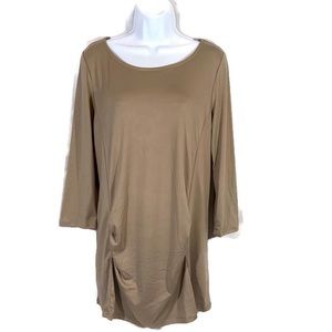Mother Bee Maternity Womens Brown 3/4 Sleeve Top L